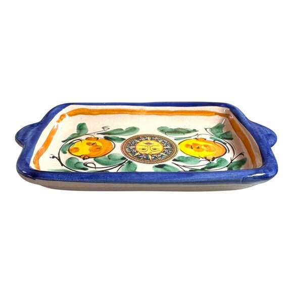 Vtg Italian Ceramic Rectangular Tray Celestial Sun Lemon Design Signed Stefano - Picture 8 of 9